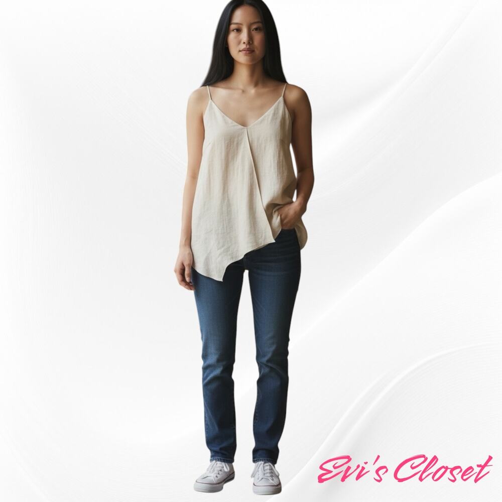 Six Crisp Days Cream Tie-Back Cami Slip Top Size M Lightweight Fabric Cream